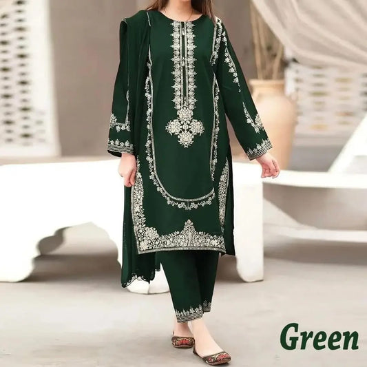 2 Pcs Women's Unstitched Embroidered Suit
