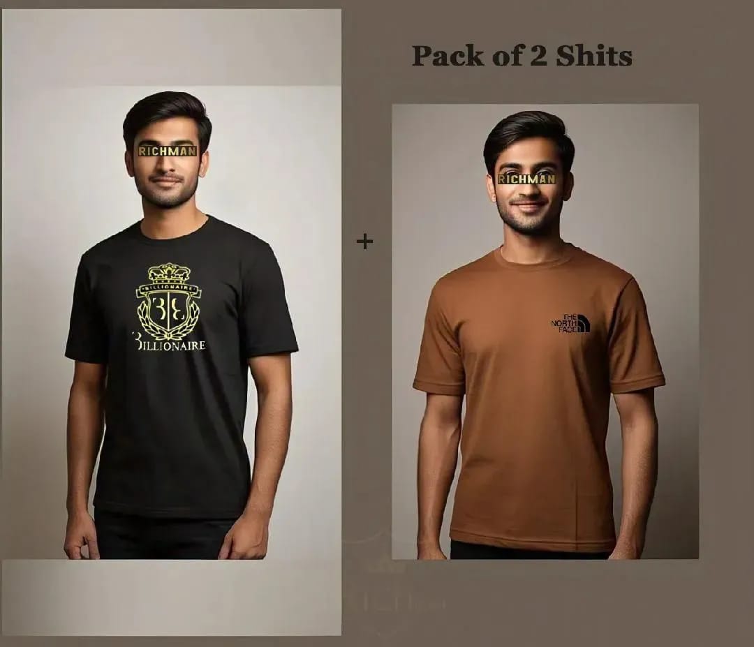 Men 35th Millennium Crown T-Shirt Black Brown Set Fabric Micro Interlock 2 piec