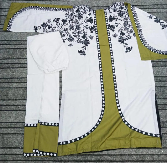Green Printed Grip Silk 2Pcs Set Product Description: