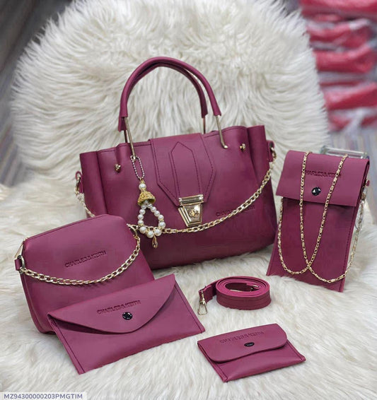 Leather 5-Piece Handbag Set for Girls