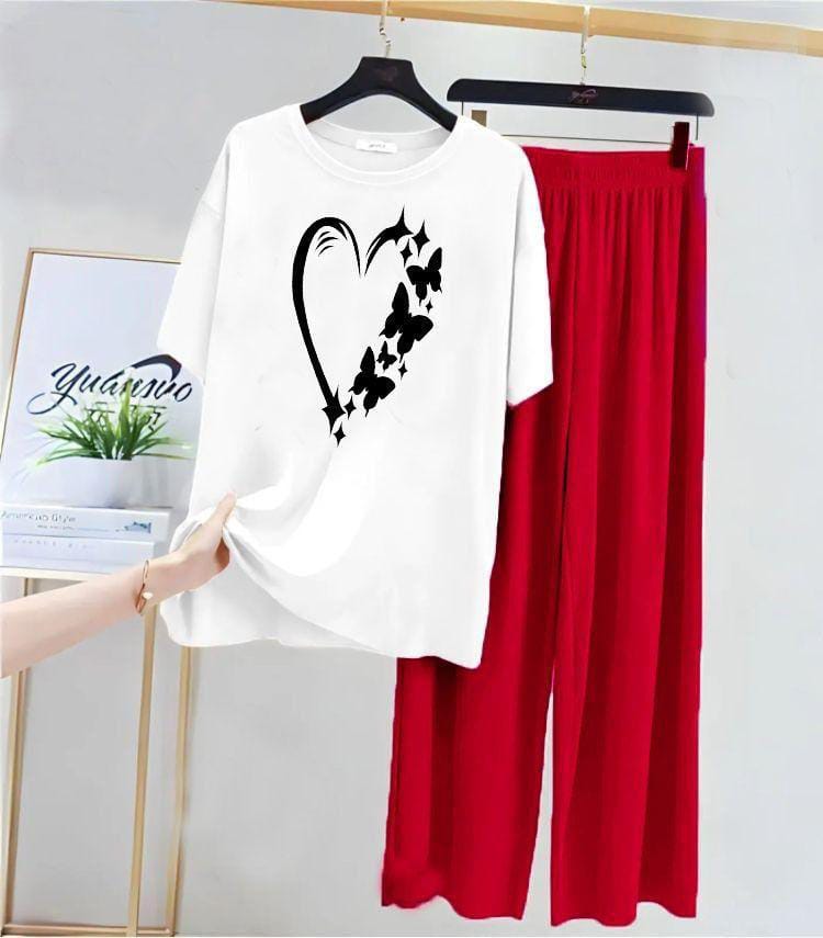 Cotton Printed Night Suit Red Medium to XL