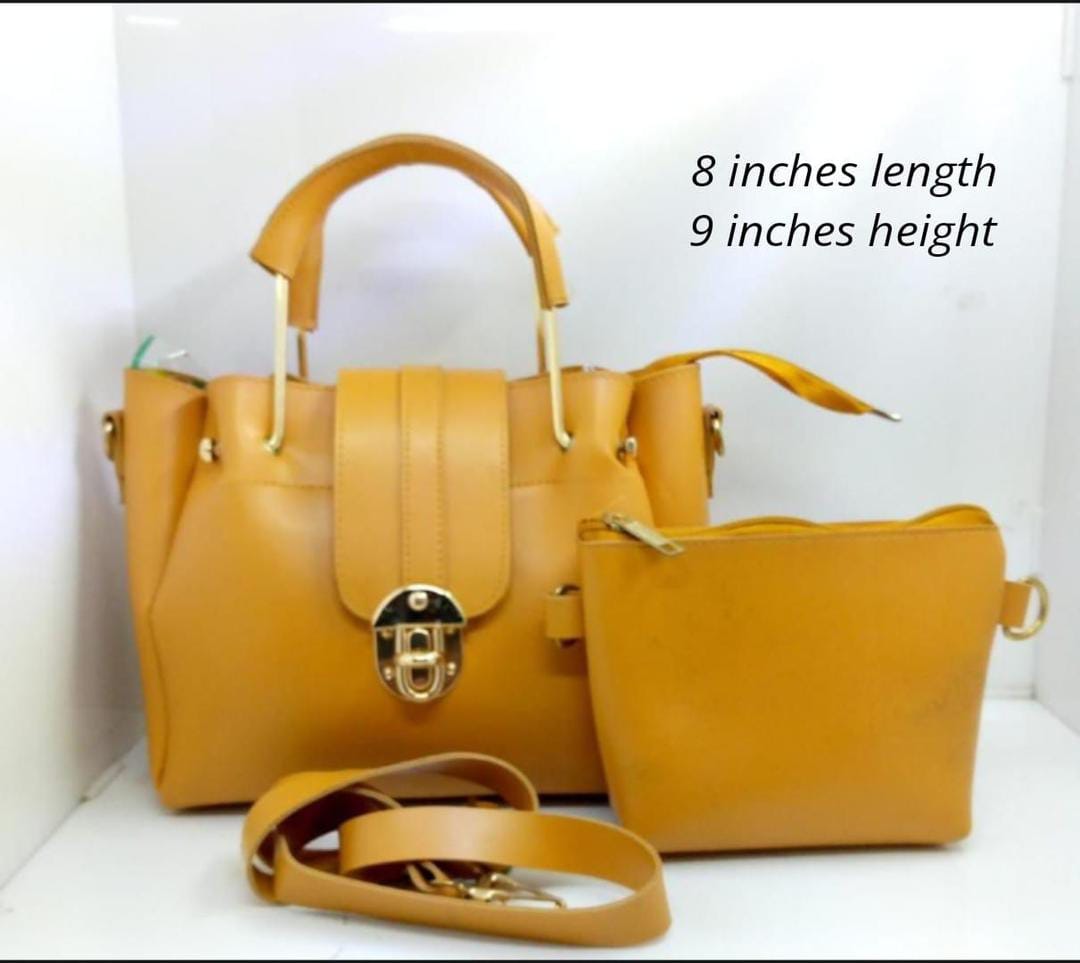 Mustard PU Leather Crossbody Bag Set for Women