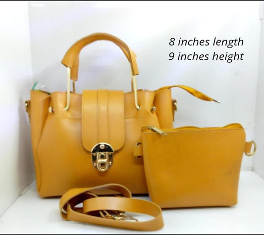 Mustard PU Leather Crossbody Bag Set for Women