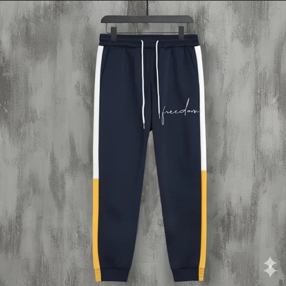 Men Dri Fit Printed Track Pants Blue Freedom Design