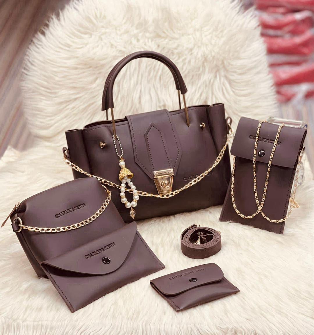Leather 5-Piece Handbag Set for Girls