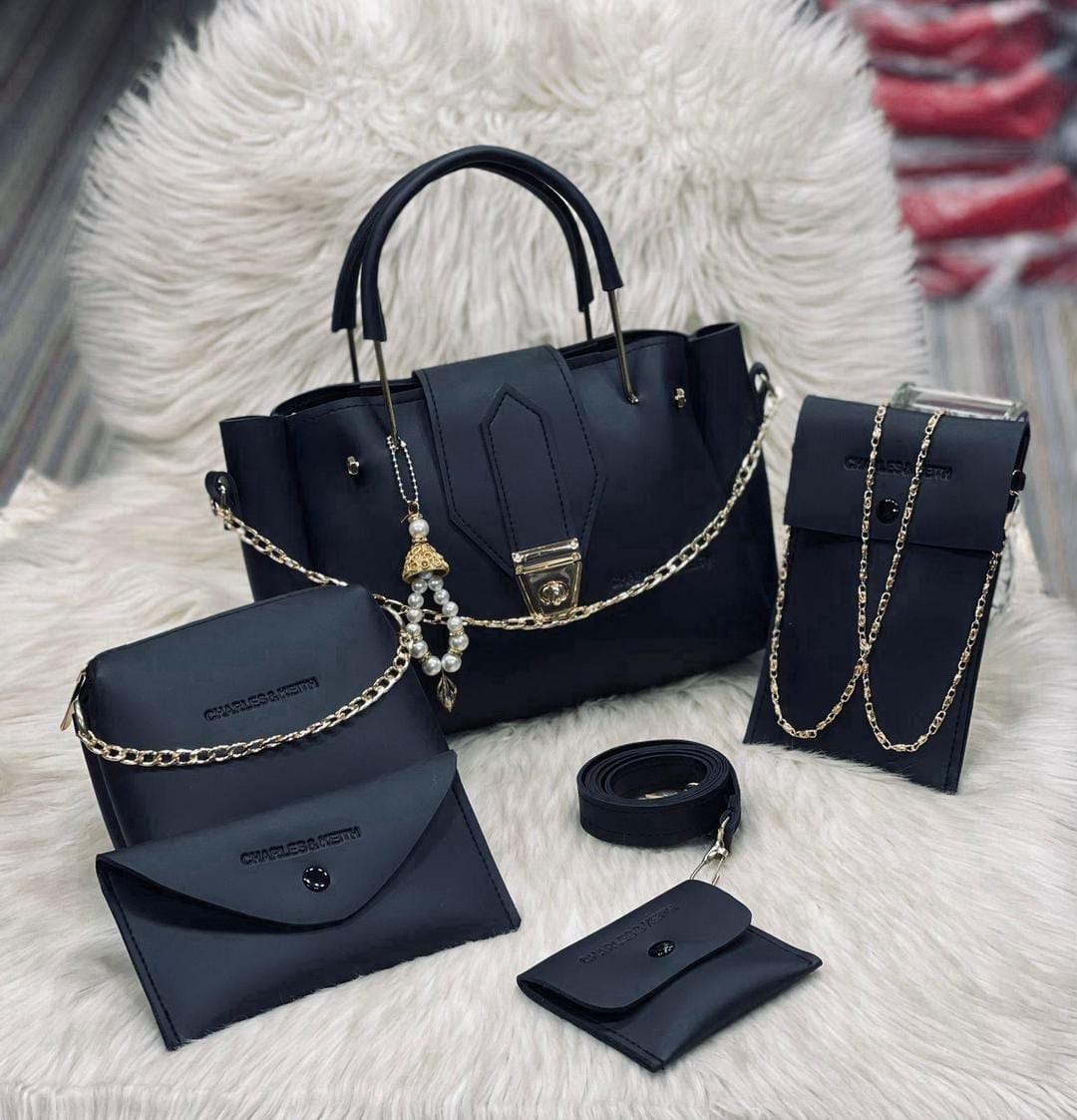 Leather 5-Piece Handbag Set for Girls