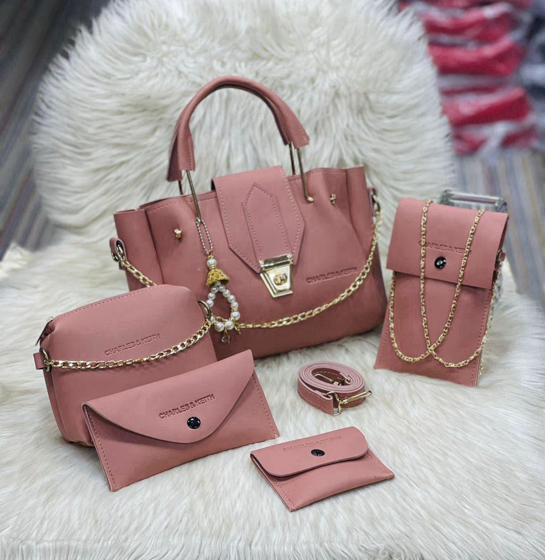 Leather 5-Piece Handbag Set for Girls