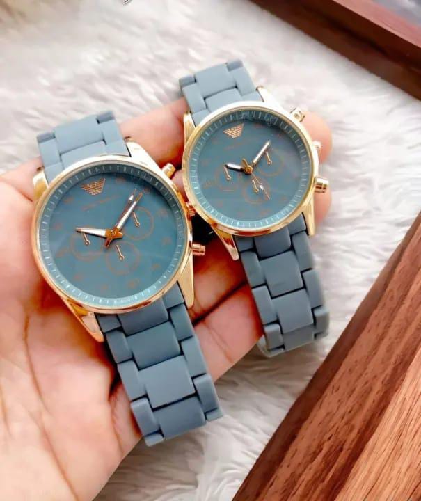 Unisex Couple Watches Black Gold Quartz Strap