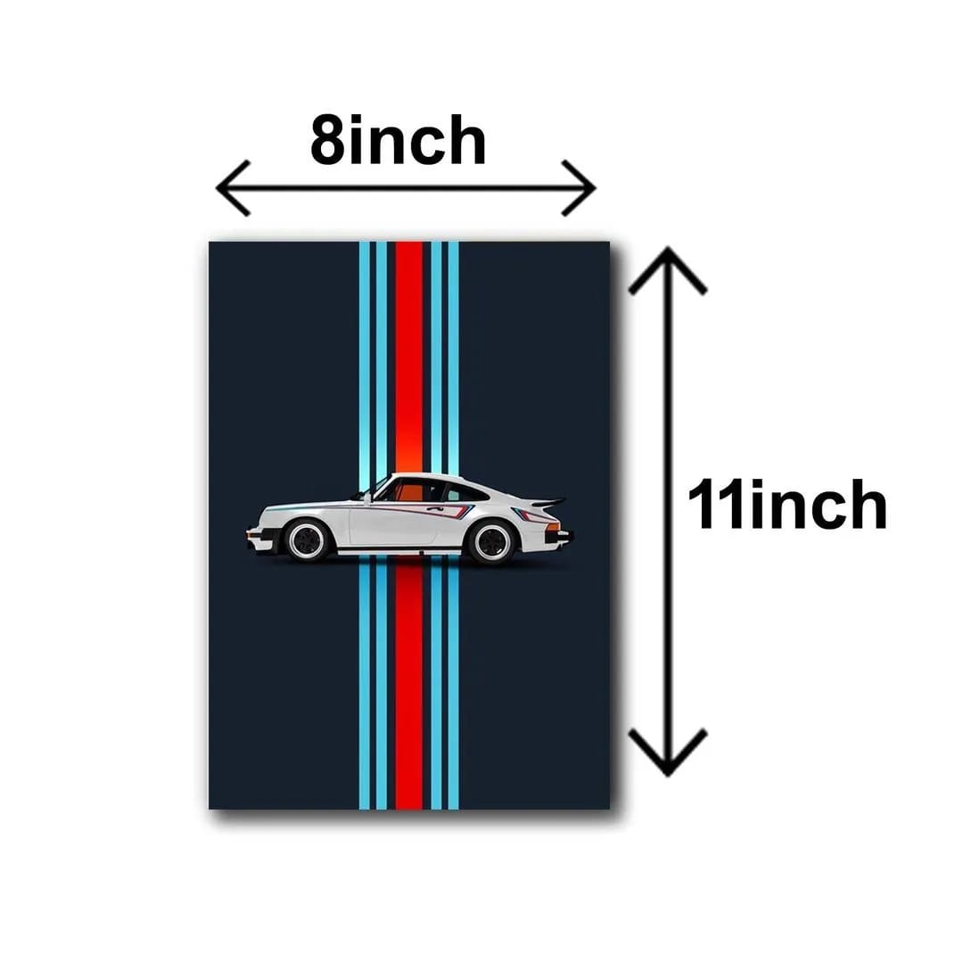3-Piece Car Art Wall Set with Porsche Ferrari & Silver Car