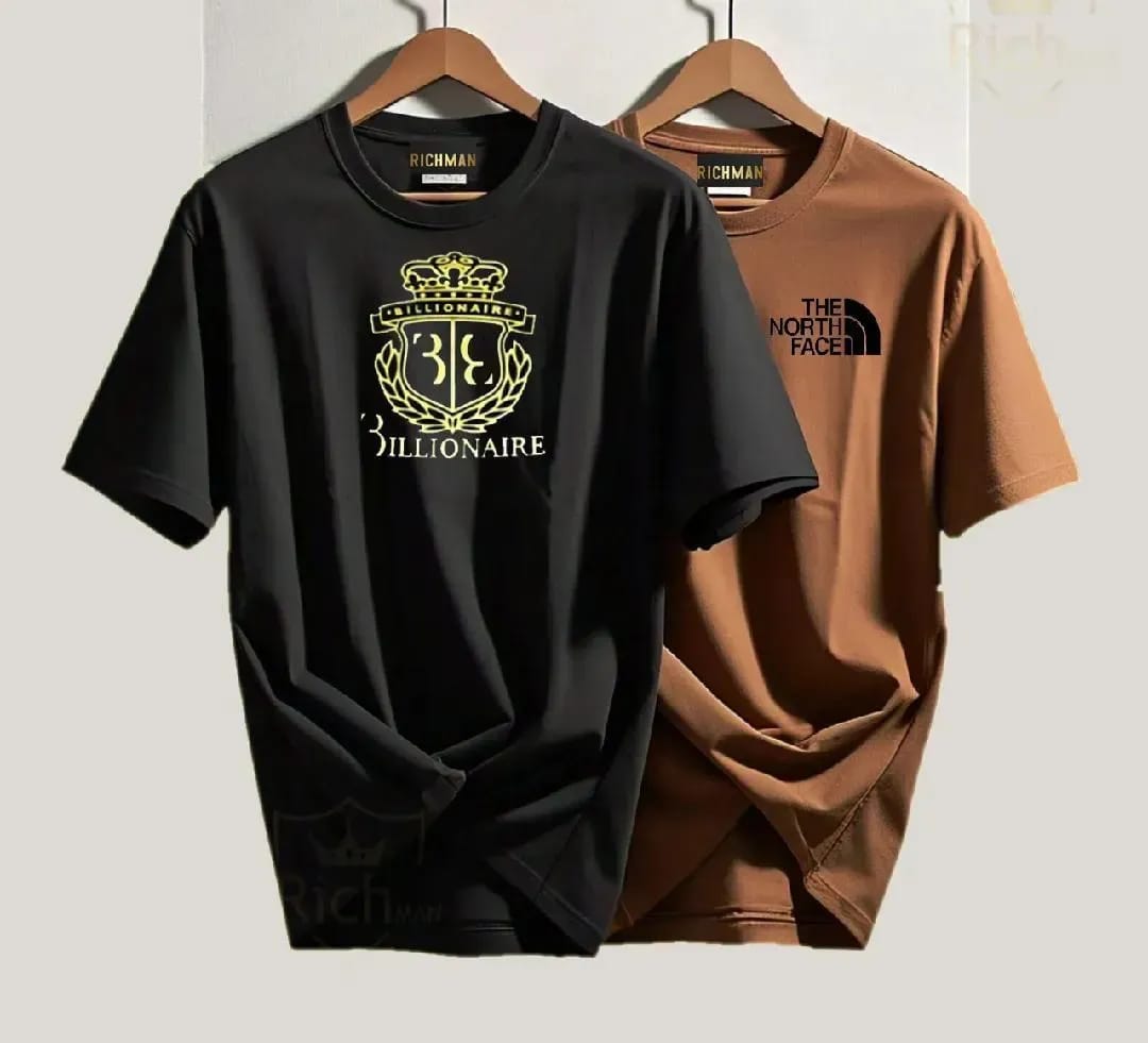 Men 35th Millennium Crown T-Shirt Black Brown Set Fabric Micro Interlock 2 piec
